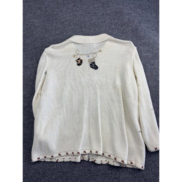 Designers Studio Originals Sweater Womens XL Animal Print Mittens Holiday Zip - Picture 7 of 7